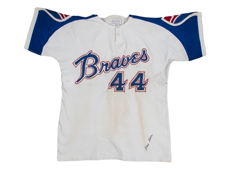 1972 Hank Aaron Game Used & Signed Atlanta Braves Home Jersey (MEARS A9 & JSA)